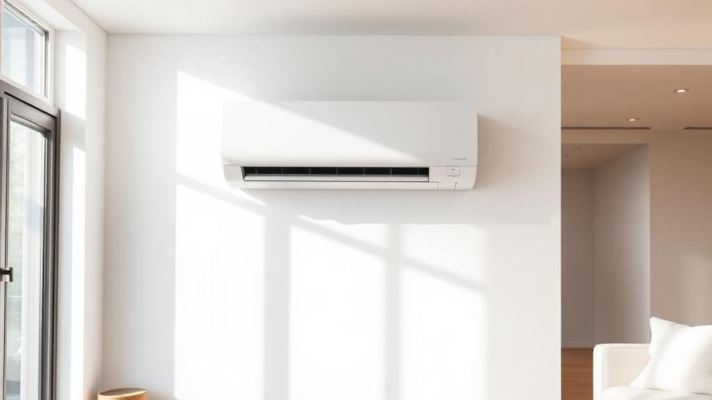 Moderne split airco unit in een woonkamer