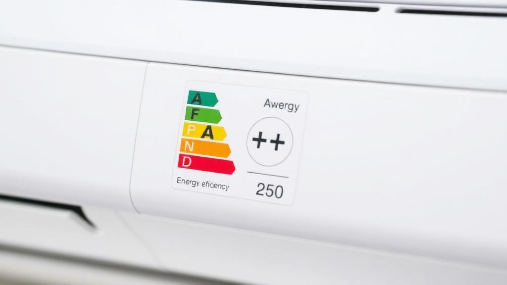 Energielabel op een moderne airco unit